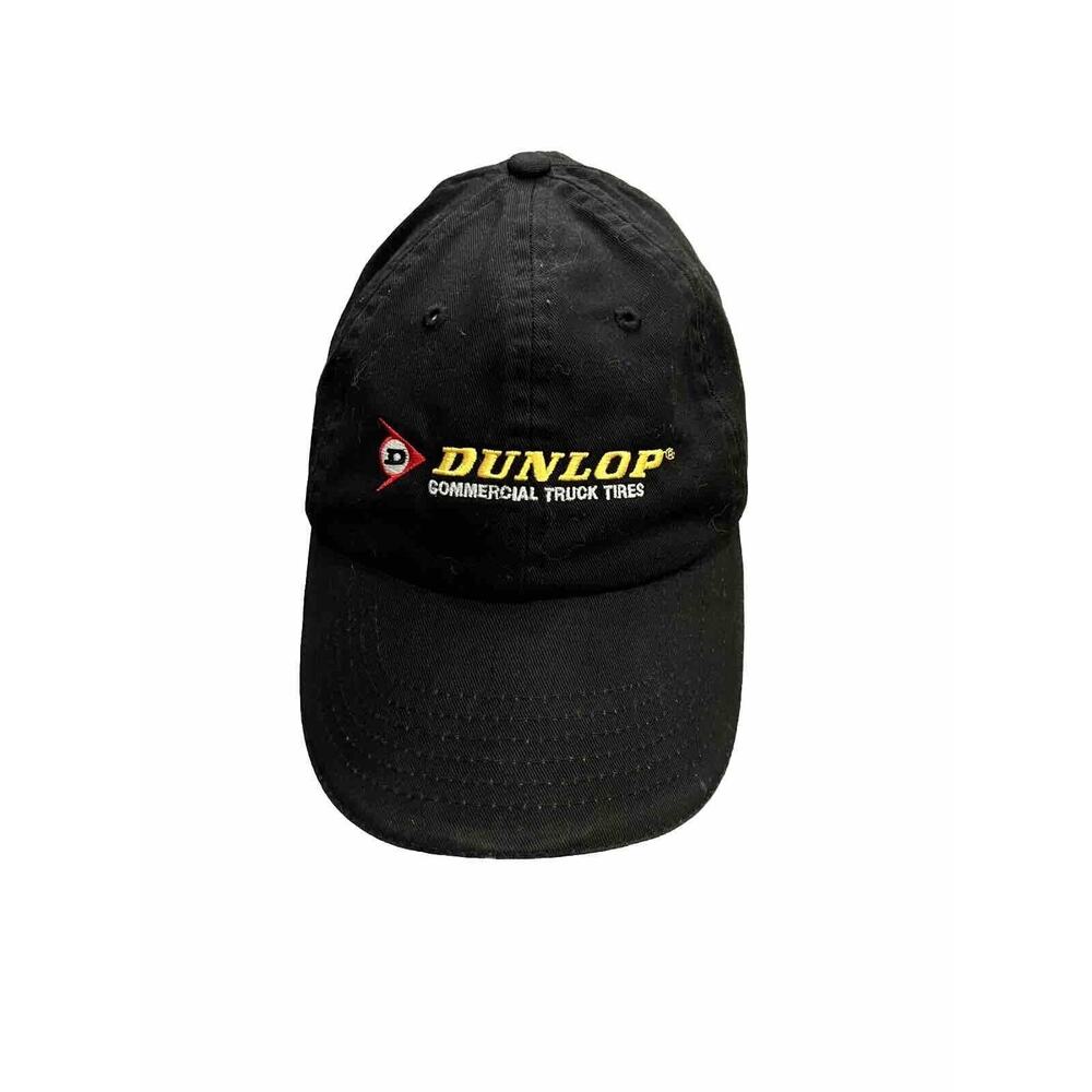 K-Products Mens Black Dunlop Commercial Truck Tires Adjustable Strapback Hat Cap